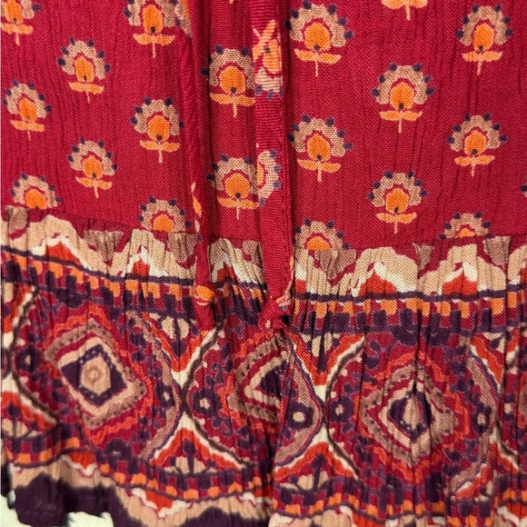 Patrons of Peace NWT size M  Boho Sexy Festival Red Patterned Sleeveless Blouse - Picture 7 of 10